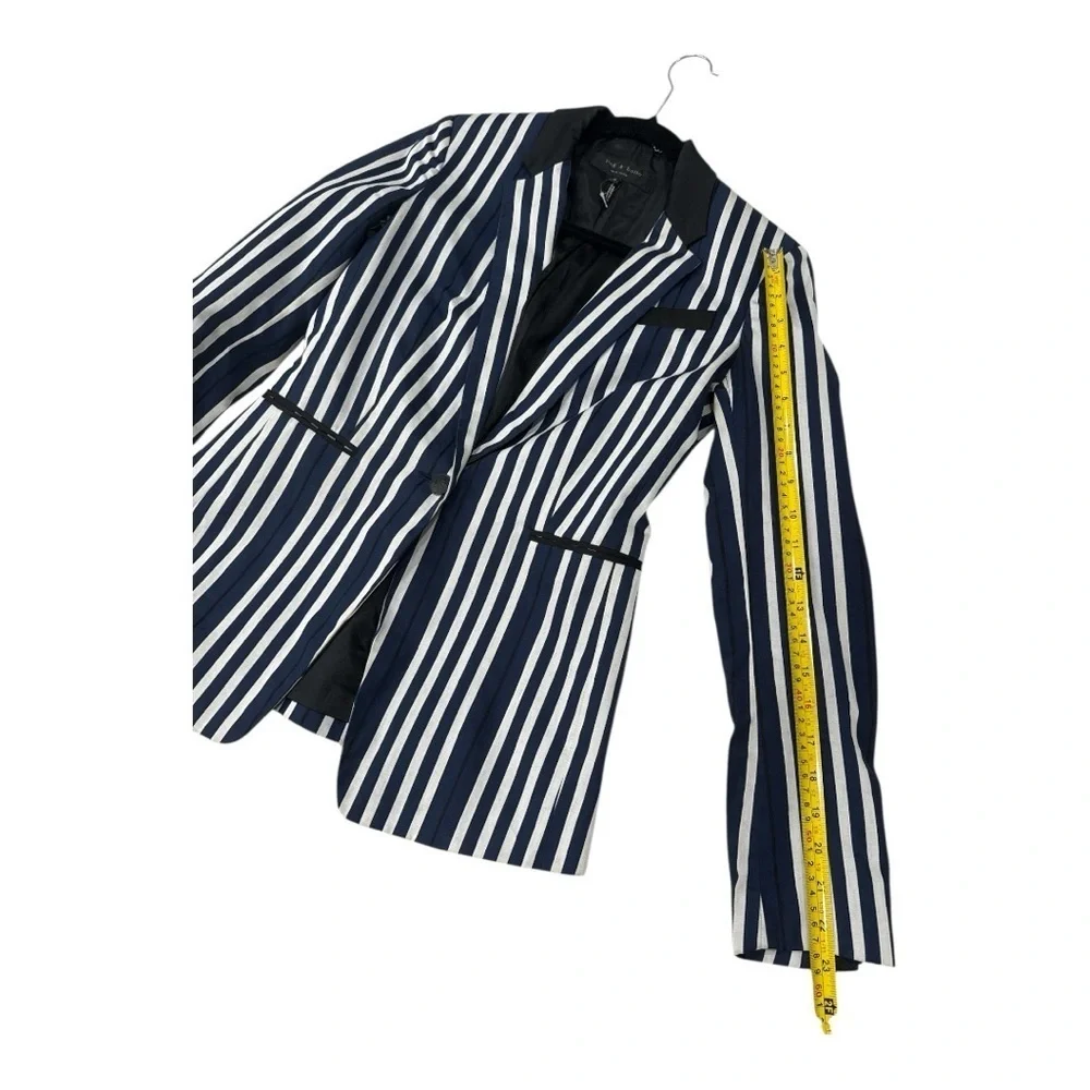 Rag & Bone Windsor Blazer Navy/White Striped Cotton Size 2